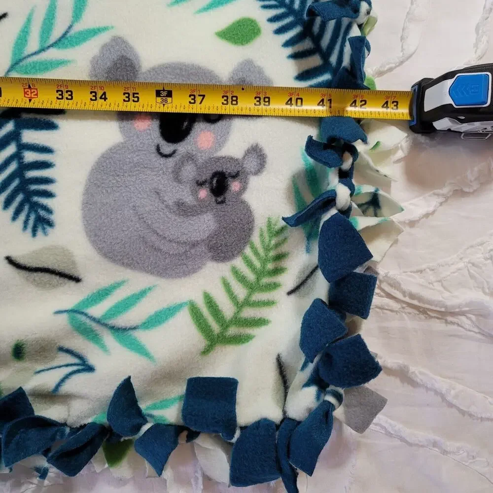 Koala Baby Blanket No Sew Tie Knot Fringe Edge Handmade Oh Baby Wild World